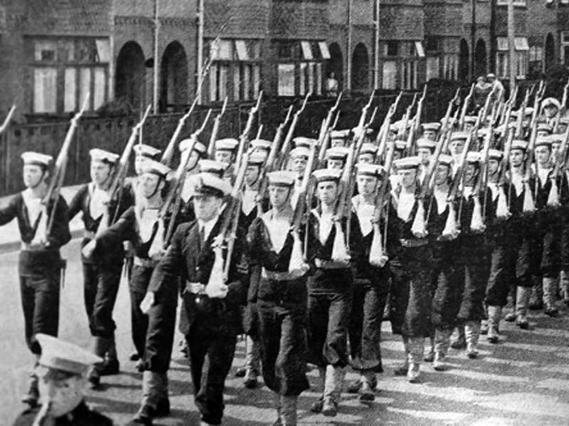 Sailors from HMS Excellent, Whale Island in rehearsal  for the Royal Tournament.