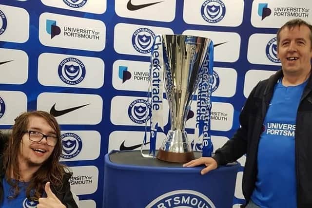 On-going train strikes over the weekend meant that lifelong Blues fan Ryan Stray would have been unable to attend Pompey's game against Bristol Rovers tomorrow with dad, Tim., right