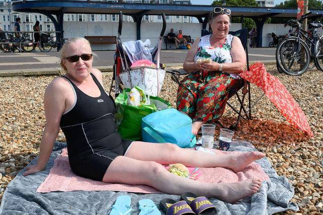 Pictured is: Liz & Jill from Northampton enjoying their holiday in Portsmouth.