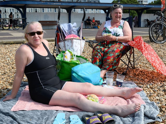 Pictured is: Liz & Jill from Northampton enjoying their holiday in Portsmouth.