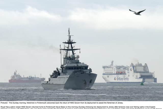 HMS Severn in the English Channel. Picture: Simon Czapp/Solent News & Photo Agency.