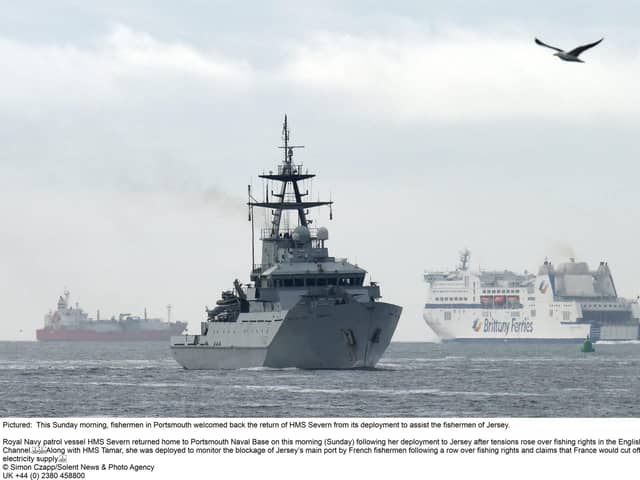 HMS Severn in the English Channel. Picture: Simon Czapp/Solent News & Photo Agency.