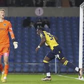 Matt Macey can't believe it after Oxford United equalise in a disappointing 1-1 draw. Picture: Barry Zee