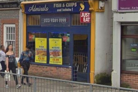 Admirals Fish And Chips And Kebabs, a takeaway at 60 Queen Street, Portsmouth was given a score of four on January 4.