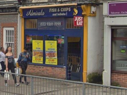 Admirals Fish And Chips And Kebabs, a takeaway at 60 Queen Street, Portsmouth was given a score of four on January 4.