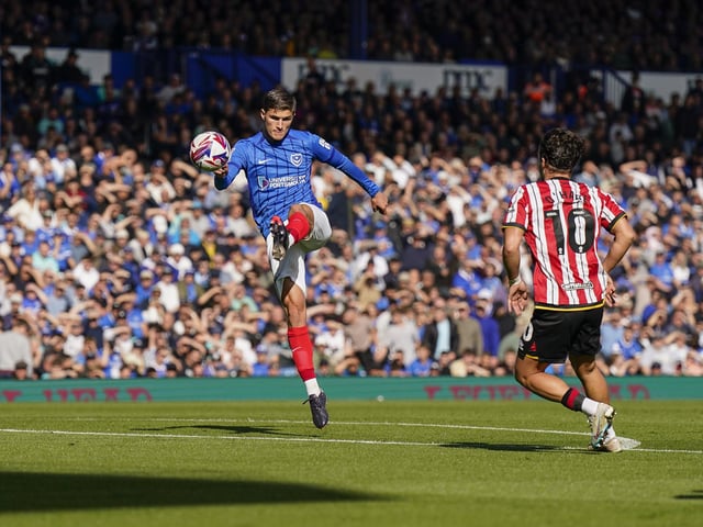 Pompey's Freddie Potts makes a pass against Sheffield United. Picture: Jason Brown/ProSportsImages