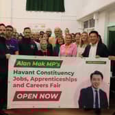 Alan Mak MP with exhibitors at his Jobs, Apprenticeships and Careers Fair