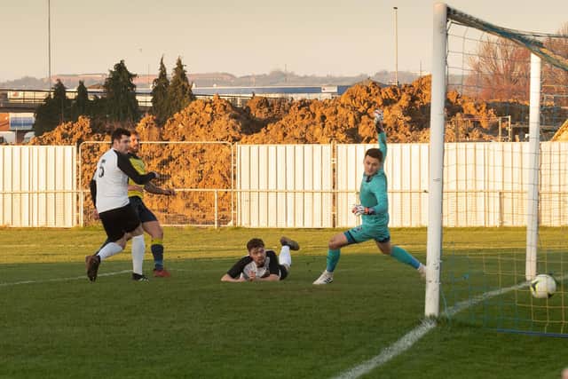 Steve Hutchings scores his first goal against Stoneham

Picture: Keith Woodland