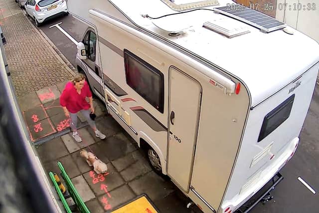 CCTV footage shows a woman dumping a bag of dog poo in Westfield Road, Eastney in Portsmouth, on July 25 at around 7.10am. Portsmouth City Council said it could issue her with a £75 fixed penalty notice if she can be identified. The News has pixelated her face but she could still be identified. Picture: Paul Cattermer