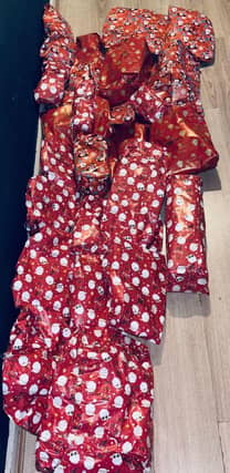 Christmas presents for those in need (I do have multiple other pictures including close ups of the labeled presents and the presents in two giant bags)