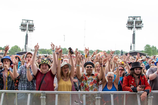Isle of Wight Festival crowd at the mainstage barriers for The Fratellis on Saturday 18th June 2022.