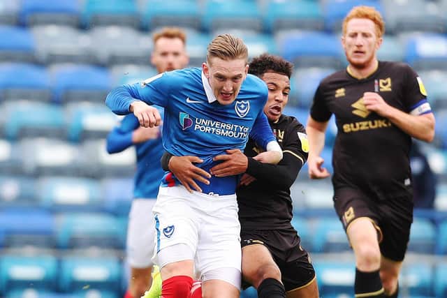 Ronan Curtis was replaced by defender Rasmus Nicolaisen at half-time against MK Dons.  Picture: Joe Pepler