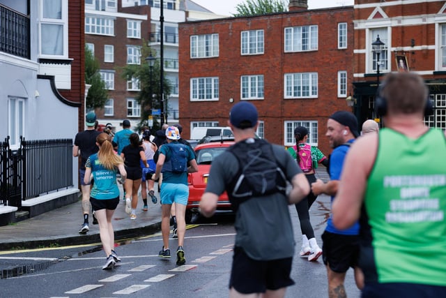 Runners braved the wet and windy conditions despite The Great South Run being cancelled.