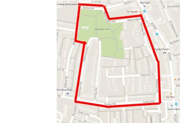 A map of the dispersal order in Buckland starting from midday on June 11 2020. Picture: Hampshire police