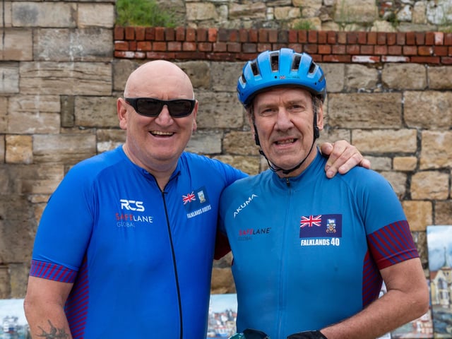 Paul Summers and Gus Hales from the Falklands 40 Cyclists.
Picture: Mike Cooter