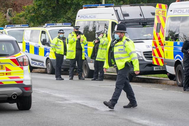 More than a dozen police vehicles were at the scene. Picture: Habibur Rahman