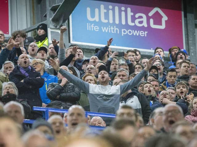 Pompey fans inside Fratton Park. Picture: Habibur Rahman