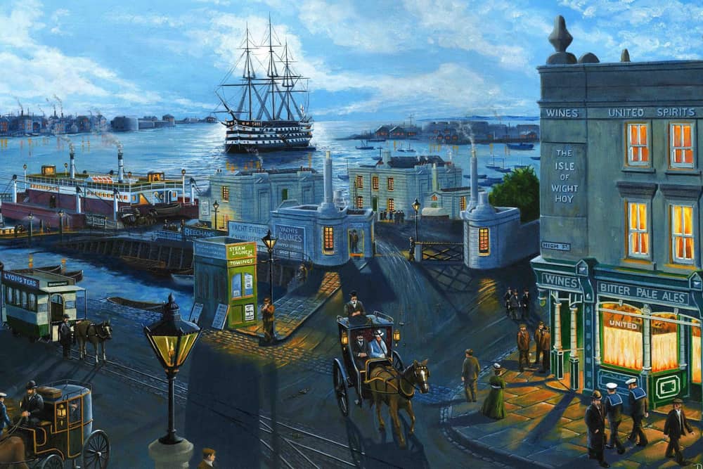 Atmospheric Gosport in 1900 wit Portsmouth beyond Portsmouth Harbour from Gosport by Neil Marshall
