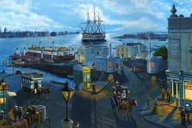 Atmospheric Gosport in 1900 wit Portsmouth beyond Portsmouth Harbour from Gosport by Neil Marshall