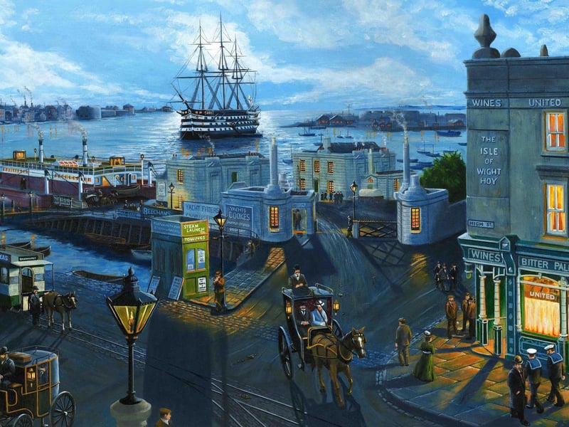 Atmospheric Gosport in 1900 wit Portsmouth beyond Portsmouth Harbour from Gosport by Neil Marshall