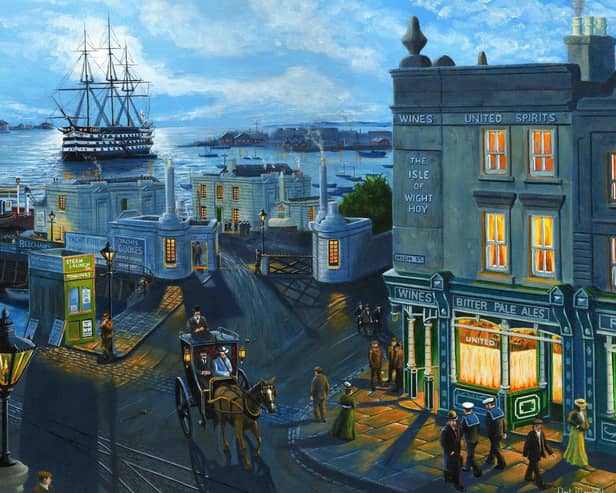 Atmospheric Gosport in 1900 wit Portsmouth beyond Portsmouth Harbour from Gosport by Neil Marshall