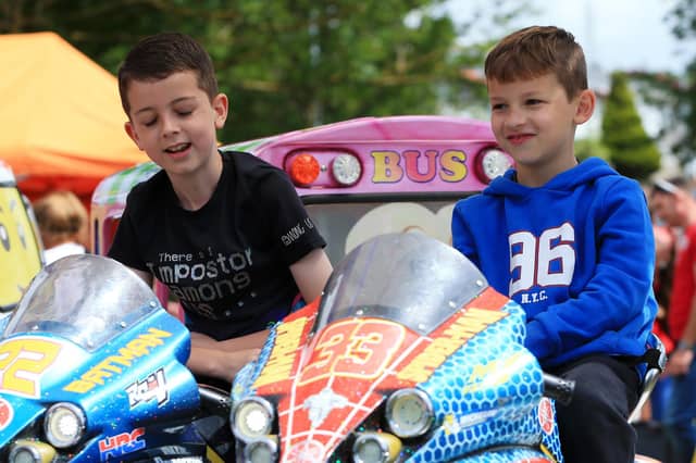 Kaiden Hopkins, eight, left, and Oliver Keen, seven at the Paulsgrove and Wymering Carnival
Picture: Chris Moorhouse (jpns 250622-25)