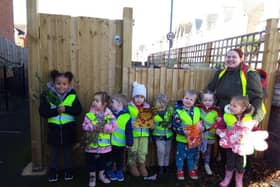Children at Tops Southsea nursery with their handmade gifts. 