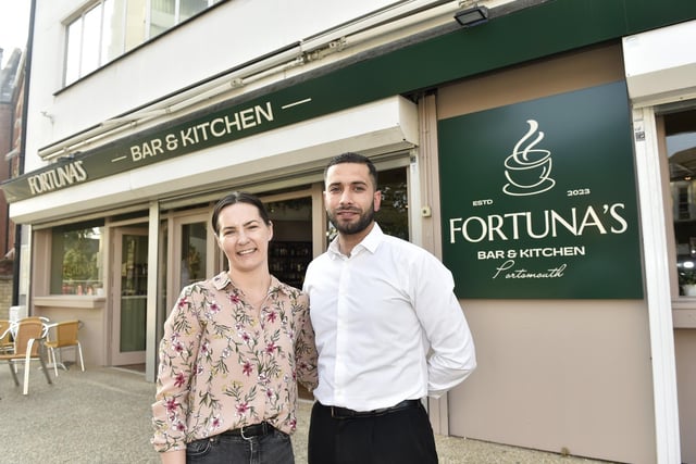 The manager of Villa Romana in Fareham, located in Fareham High street, Manuel Fortuna took and renamed the old 113 Cafe in Lord Montgomery Way, Portsmouth in June this year. The 113 Cafe is now known as Fortuna’s Bar and Kitchen, and has been fully redecorated and renovated with a distinct Italian theme and decor.

Pictured is Manuel Fortuna with his partner Nikolett Juhasz.

Picture: Sarah Standing (160623-5416)