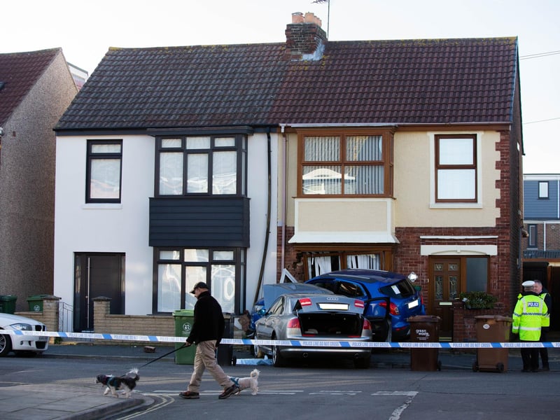 The street was closed to motorists as a result of the crash.
