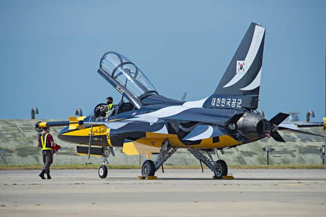 The Republic of Korea Air force, RoKAF Black Eagles display team and support team arrive at MoD Boscombe Down with their KAI T-50 jets, to be assembled, flight tested and flown in anticipation of their summer airshow circuit, which includes RIAT and Farnborough International airshows.