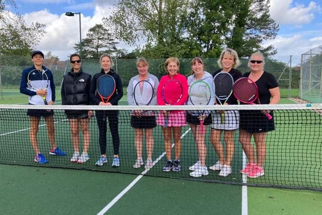 Fishbourne v Rowlands Castle (from left): Debbie Jupe, Gemma Marchant, Faye Jones, Lynne Foster, Liz Marenghi, Jane Mellor, Dawn Wears