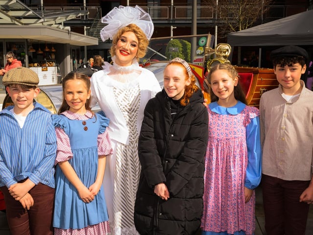 Pictured is: Ben Greenfield, Ella Martineique-Cambourne Jemima May-Rees, Cohen Lee-Bates, and Truly Scrumptious with Olivia Withers who is performing in the Boundary Oak school production of Chitty Chitty Bang BangPicture: Keith Woodland (180321-15)