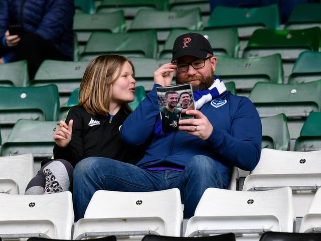 Portsmouth fans ahead of the EFL Sky Bet League 1 match between Plymouth Argyle and Portsmouth at Home Park, Plymouth, England on 11 February 2023.