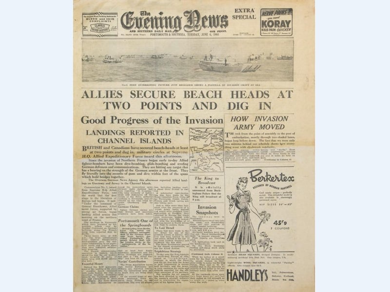 The News, Portsmouth - then known as the Evening News - reporting the beginnings of the Normandy Landings in a special evening edition of June 6 1944