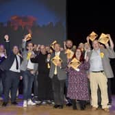 Pictured is: The Liberal Democrats celebrate their success after winning the most seats - but still have no overall control of the councilPicture: Sarah Standing (020524-1727)