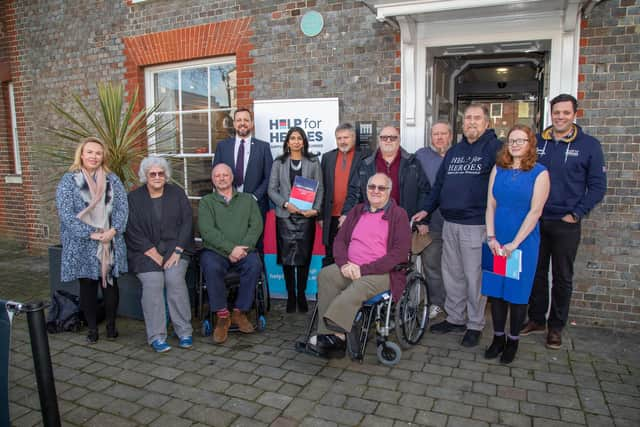 Suella Braverman with veterans and some of the Help for Heroes team outside Westbury Manor Museum, Fareham
Picture: Habibur Rahman