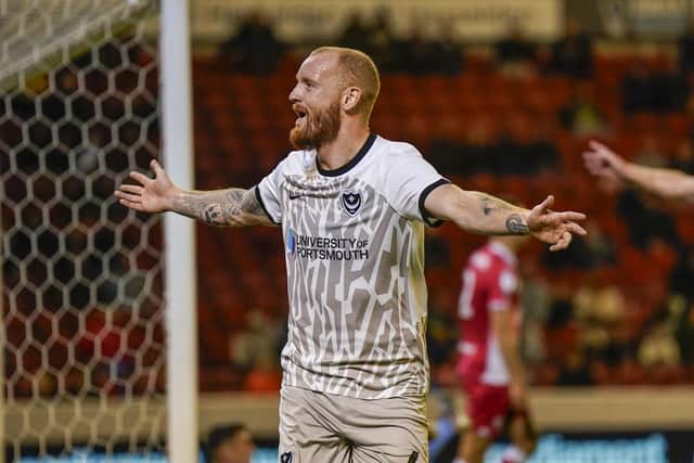 Connor Ogilvie is nearing a Pompey return following injury - with John Mousinho contemplating rotating his full-backs. Picture: Jason Brown/ProSportsImages