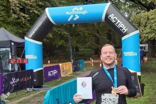 Jimmy Buchanan after completing the Richmond Park half marathon for Bill Stanley