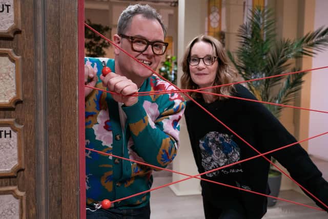 Alan Carr and Susie Dent host Secret Genius on Channel 4 (Picture: Jack Barnes/Channel 4)