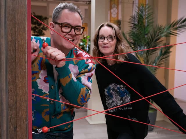 Alan Carr and Susie Dent host Secret Genius on Channel 4 (Picture: Jack Barnes/Channel 4)