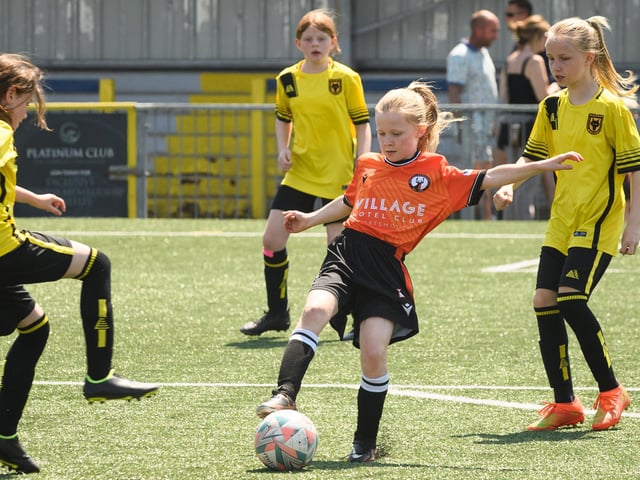 Girls' football action from the Havant & Waterlooville Summer Tournament. Picture: Keith Woodland (030621-110)