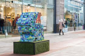 Rabbit sculpture made from recycled cans by Sarah Turner at Whiteley shopping centre. Picture: Tony Kershaw.