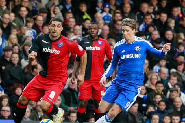 Hayden Mullins in Pompey action against Chelsea in 2011