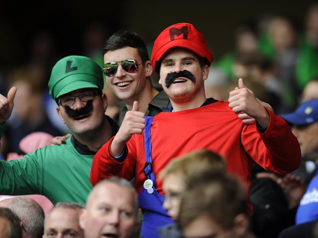 The Mario brothers were in the away end on April 28, 2012.