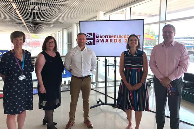 The awards launch. From left: Sarah Duckering (University of Portsmouth), Anne-Marie Mountifield (Maritime UK Solent), Stuart Baker (Maritime UK Solent), Amelia Gould (BAE Systems), Andrew Kaye (Fareham College).