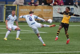 Paul Rooney volleys Hawks into an early lead against Cheshunt. Picture by Dave Haines.




Havant & Waterlooville 1-1 Cheshunt 
4th March 2023  at Draper Tools Community Stadium PO9 5TH 

(Photo credit should read Picture/s by Dave Haines)