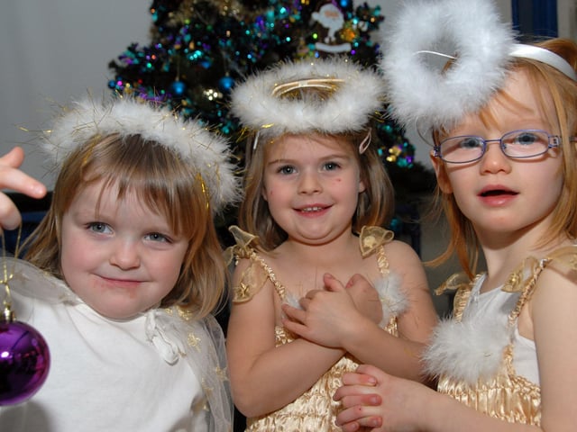 Newstead Primary School, Foundation Unit Nativity, The Sleepy Shepherd in 2010. 
Pictured from the left are; Grace Proctor 3, Evie Nutthal 4 and Ashleigh Pearl aged 3.