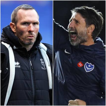 Lincoln boss Michael Appleton, left, and Pompey head coach Danny Cowley