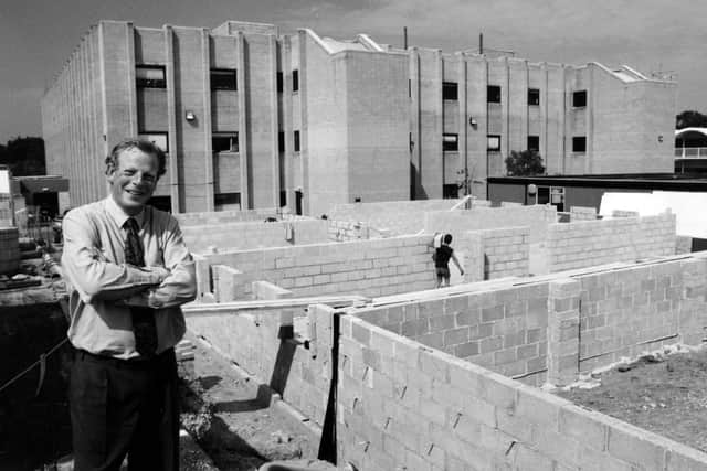 Michael Oakes, the principal of South Downs College, Havant, in front of the new South building that was being built in 1994. Picture: The News PP5186