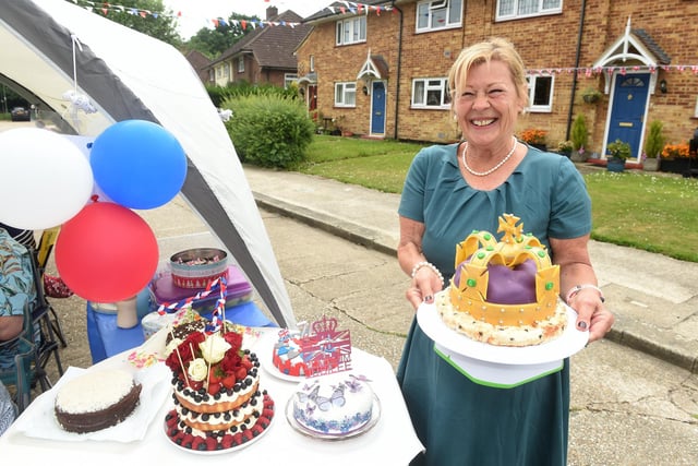Residents in Dampier Close, Gosport, held a street party on Sunday, June 5, to celebrate The Queen's Platinum Jubilee.
Pictured is: Gill Mulingani who will celebrate her 65th birthday on Tuesday, June 7.
Picture: Sarah Standing (050622-9560)